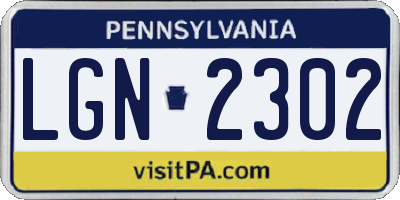 PA license plate LGN2302