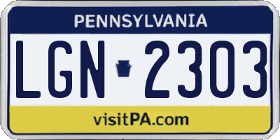 PA license plate LGN2303