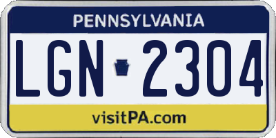PA license plate LGN2304