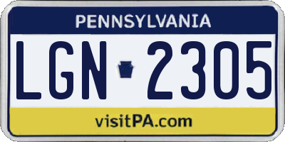 PA license plate LGN2305