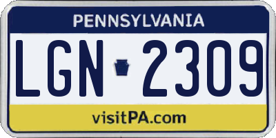 PA license plate LGN2309