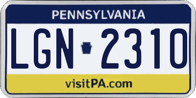 PA license plate LGN2310