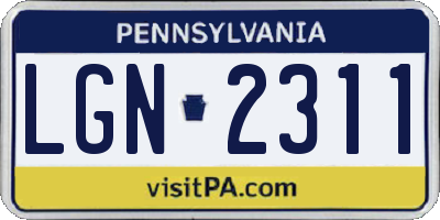 PA license plate LGN2311