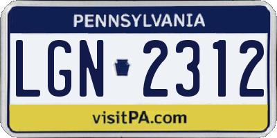 PA license plate LGN2312