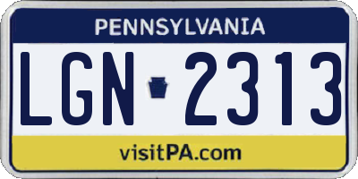 PA license plate LGN2313