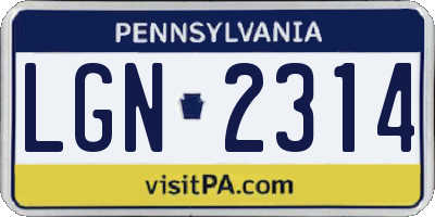 PA license plate LGN2314