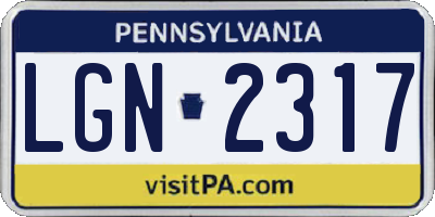 PA license plate LGN2317