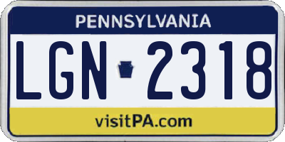 PA license plate LGN2318