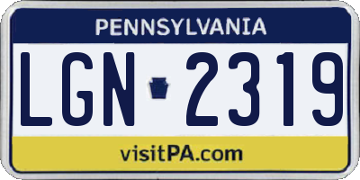 PA license plate LGN2319