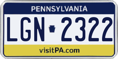 PA license plate LGN2322