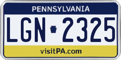 PA license plate LGN2325