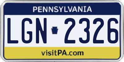 PA license plate LGN2326