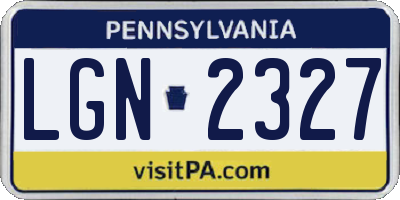 PA license plate LGN2327