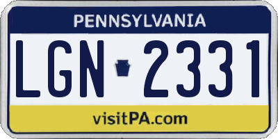 PA license plate LGN2331