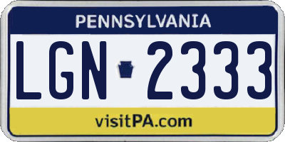 PA license plate LGN2333