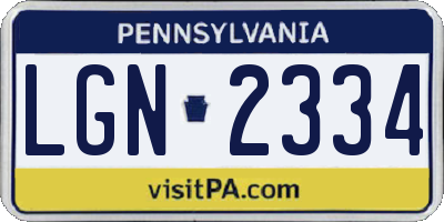 PA license plate LGN2334