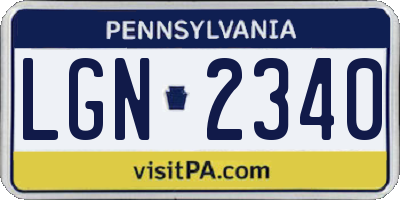 PA license plate LGN2340