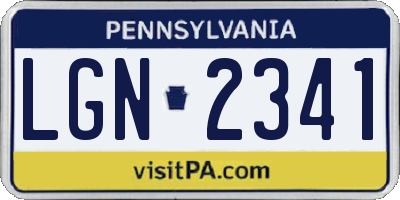PA license plate LGN2341