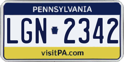 PA license plate LGN2342