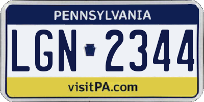 PA license plate LGN2344
