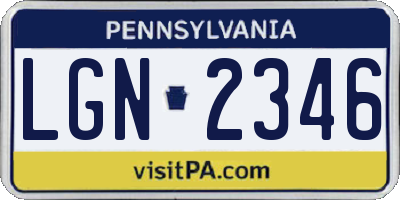 PA license plate LGN2346