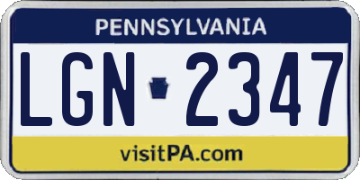 PA license plate LGN2347
