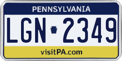 PA license plate LGN2349