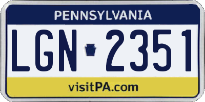 PA license plate LGN2351