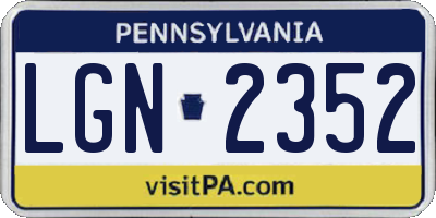 PA license plate LGN2352