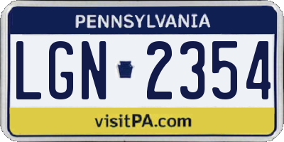 PA license plate LGN2354
