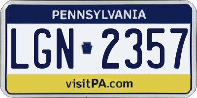 PA license plate LGN2357