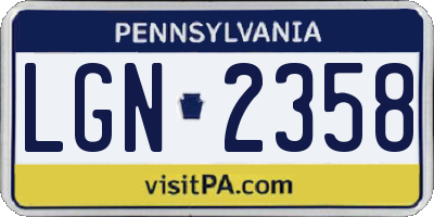 PA license plate LGN2358