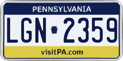 PA license plate LGN2359