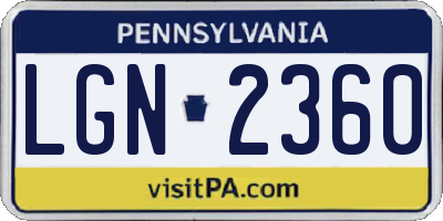 PA license plate LGN2360