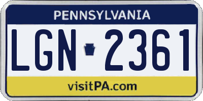 PA license plate LGN2361