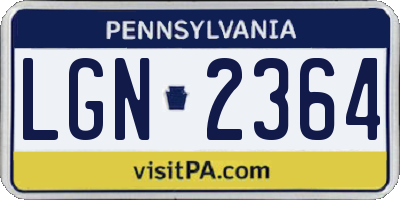 PA license plate LGN2364