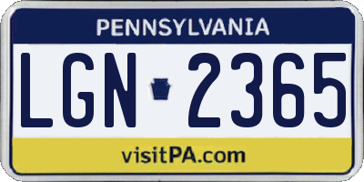 PA license plate LGN2365