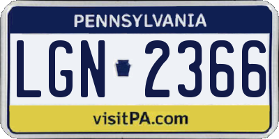 PA license plate LGN2366