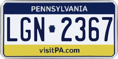 PA license plate LGN2367