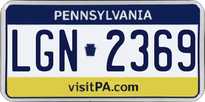 PA license plate LGN2369