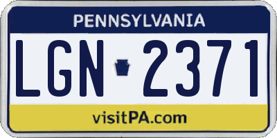 PA license plate LGN2371