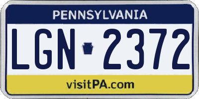 PA license plate LGN2372