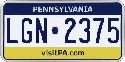 PA license plate LGN2375