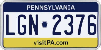PA license plate LGN2376