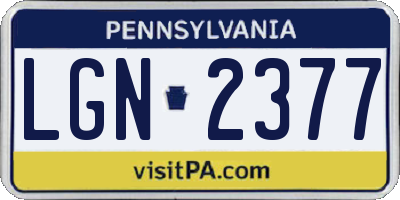 PA license plate LGN2377