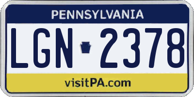 PA license plate LGN2378