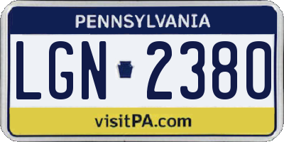 PA license plate LGN2380