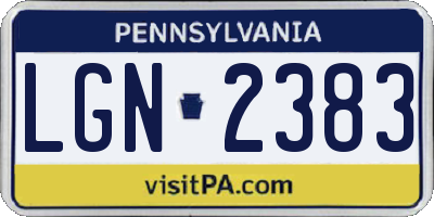 PA license plate LGN2383