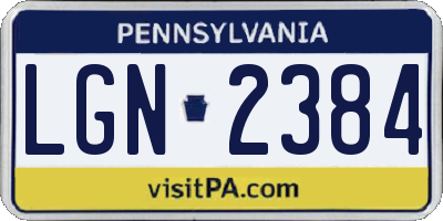 PA license plate LGN2384