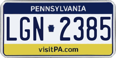 PA license plate LGN2385